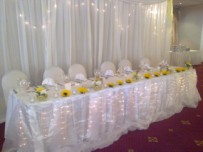 Main table, yellow decor, sunflowers, wedding Kelvin Grove hotel, Claremont, Cape Town